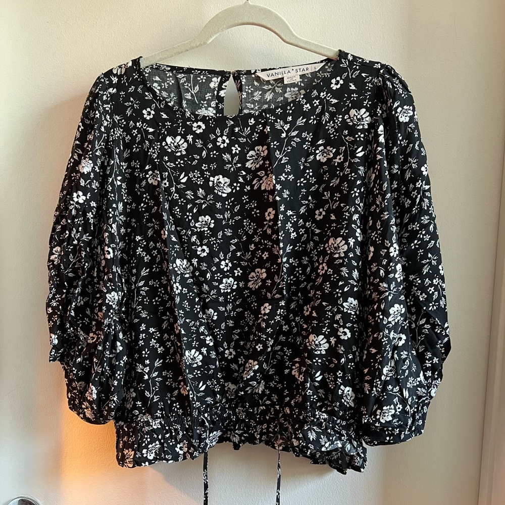 Vanilla Star Black and White Floral Blouse